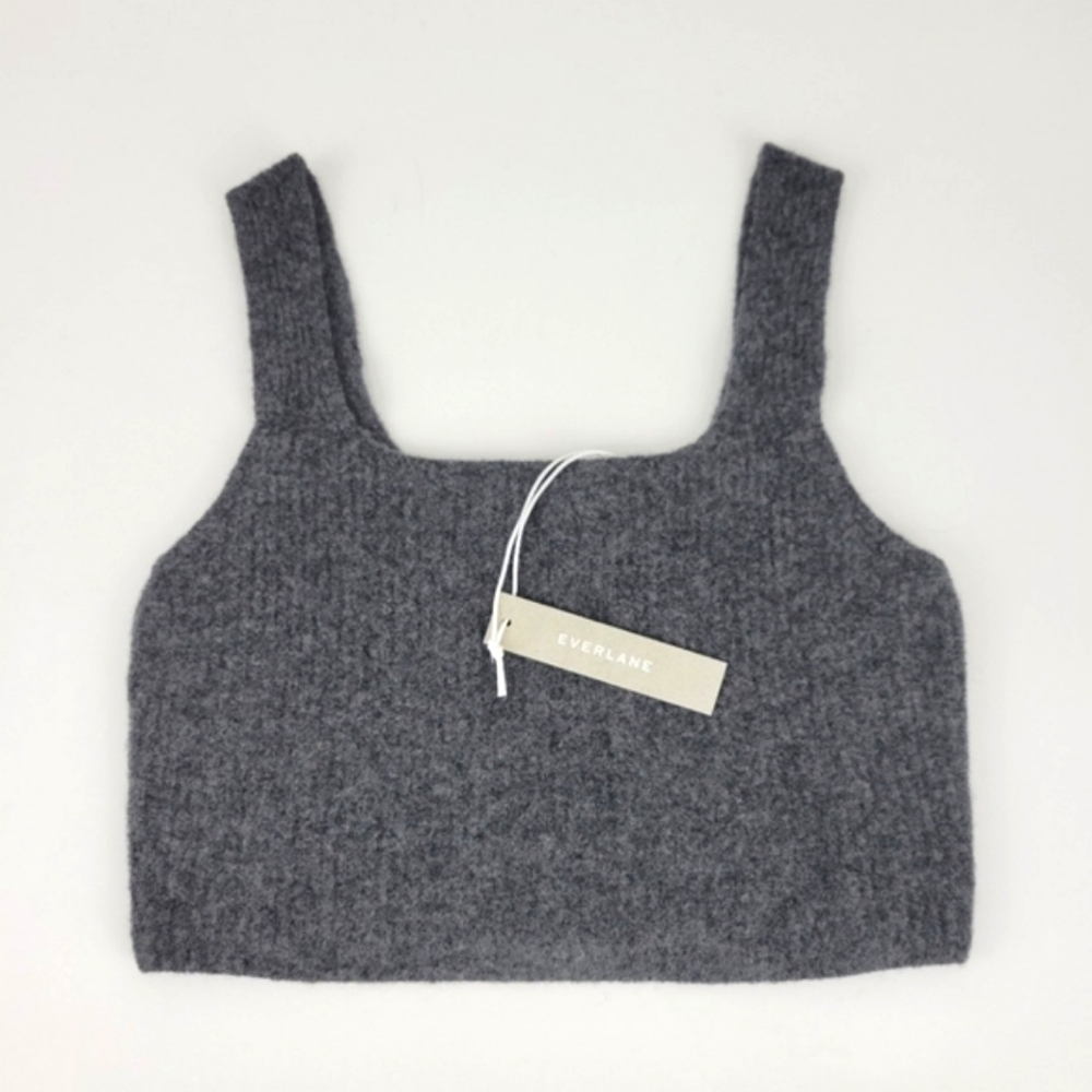 Everlane Dark Grey The Cozy Stretch Wool Yak Crop Top New Size S